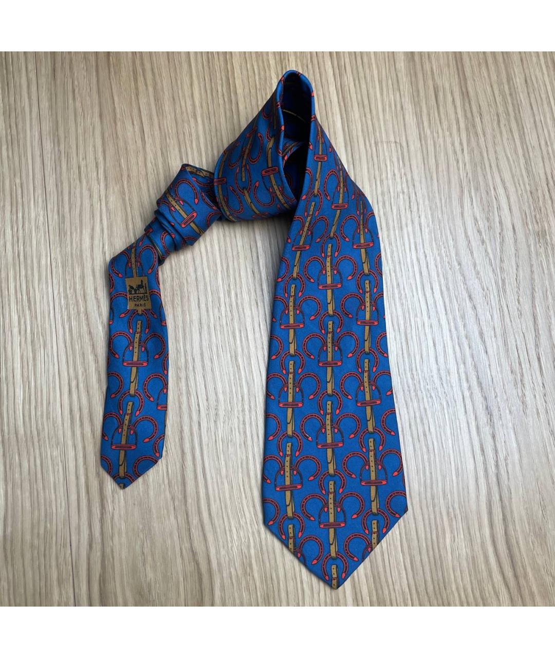 HERMES Синий шелковый галстук, фото 3
