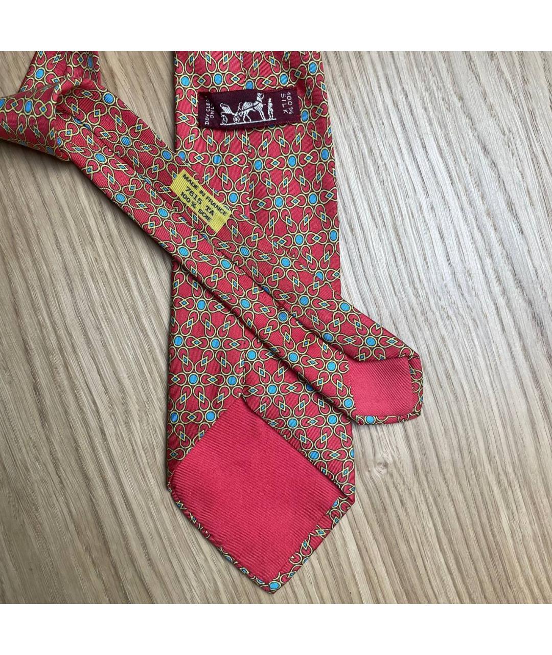 HERMES Красный шелковый галстук, фото 4