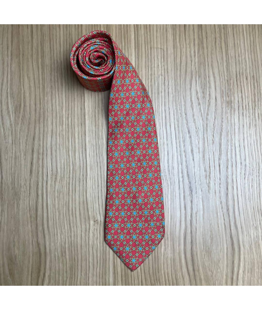 HERMES Красный шелковый галстук, фото 5
