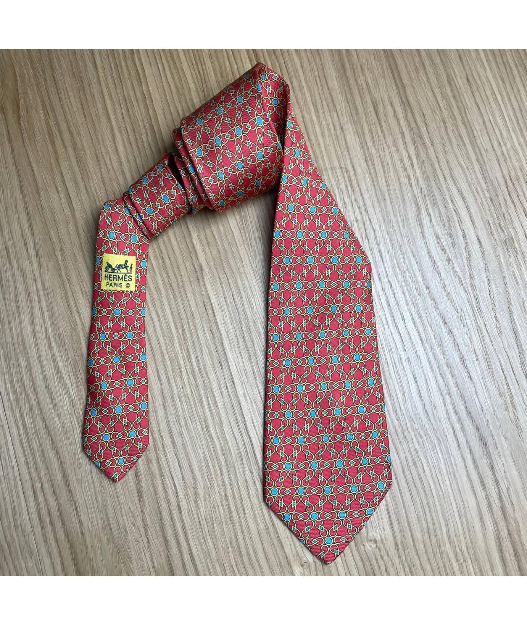 HERMES Красный шелковый галстук, фото 3