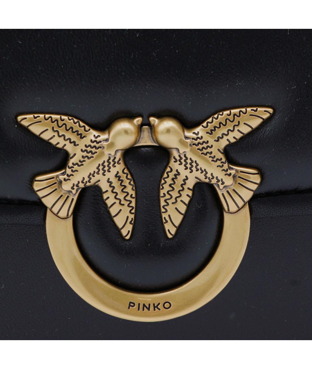 PINKO Черная кожаная сумка через плечо, фото 4