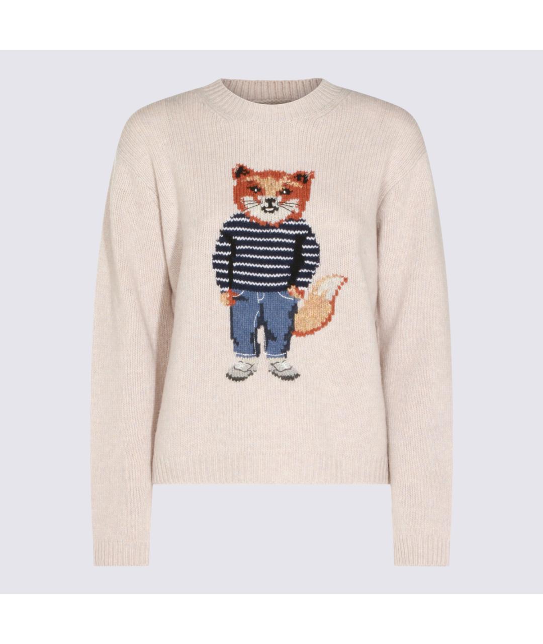 MAISON KITSUNE Бежевый шерстяной джемпер / свитер, фото 4