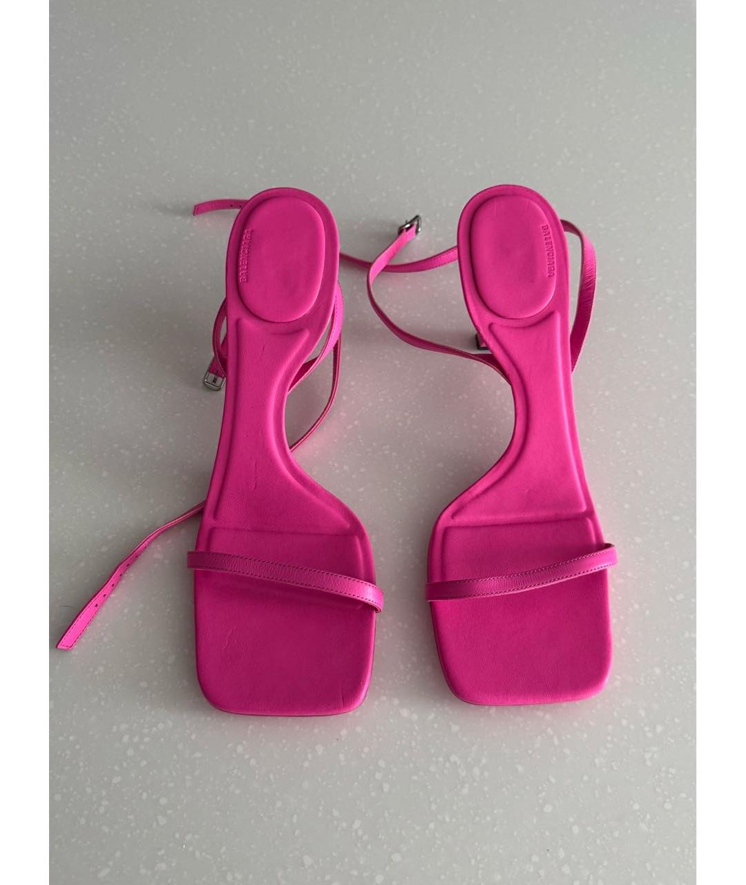 BALENCIAGA Фуксия кожаные босоножки, фото 2