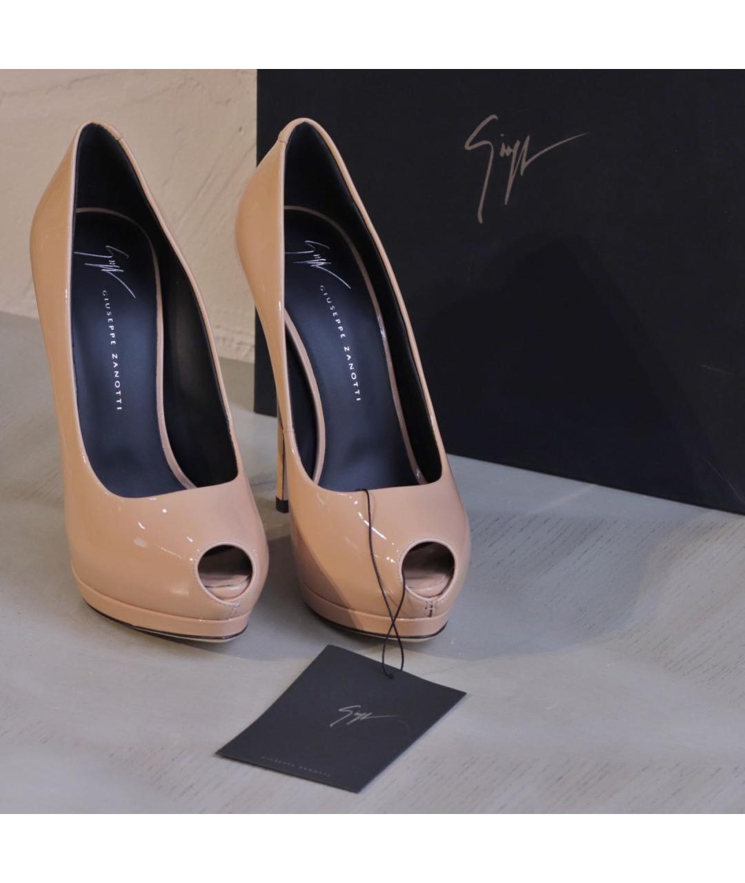 GIUSEPPE ZANOTTI DESIGN Бежевые туфли из лакированной кожи, фото 3