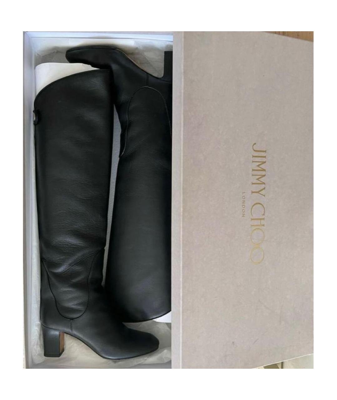 JIMMY CHOO Черные кожаные ботфорты, фото 5