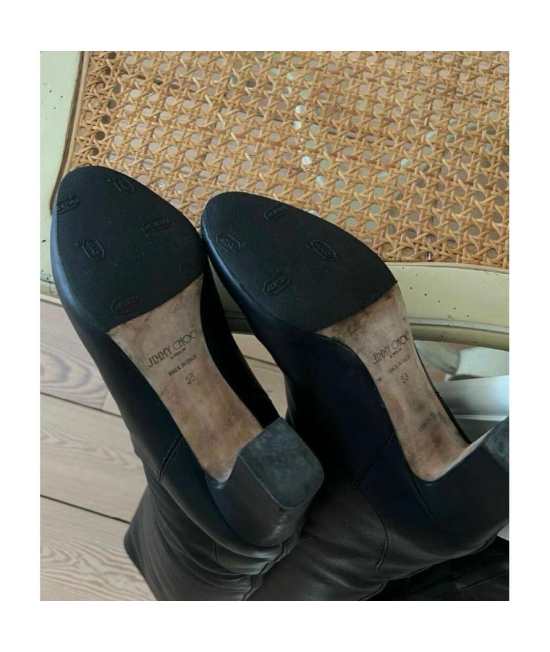 JIMMY CHOO Черные кожаные ботфорты, фото 6
