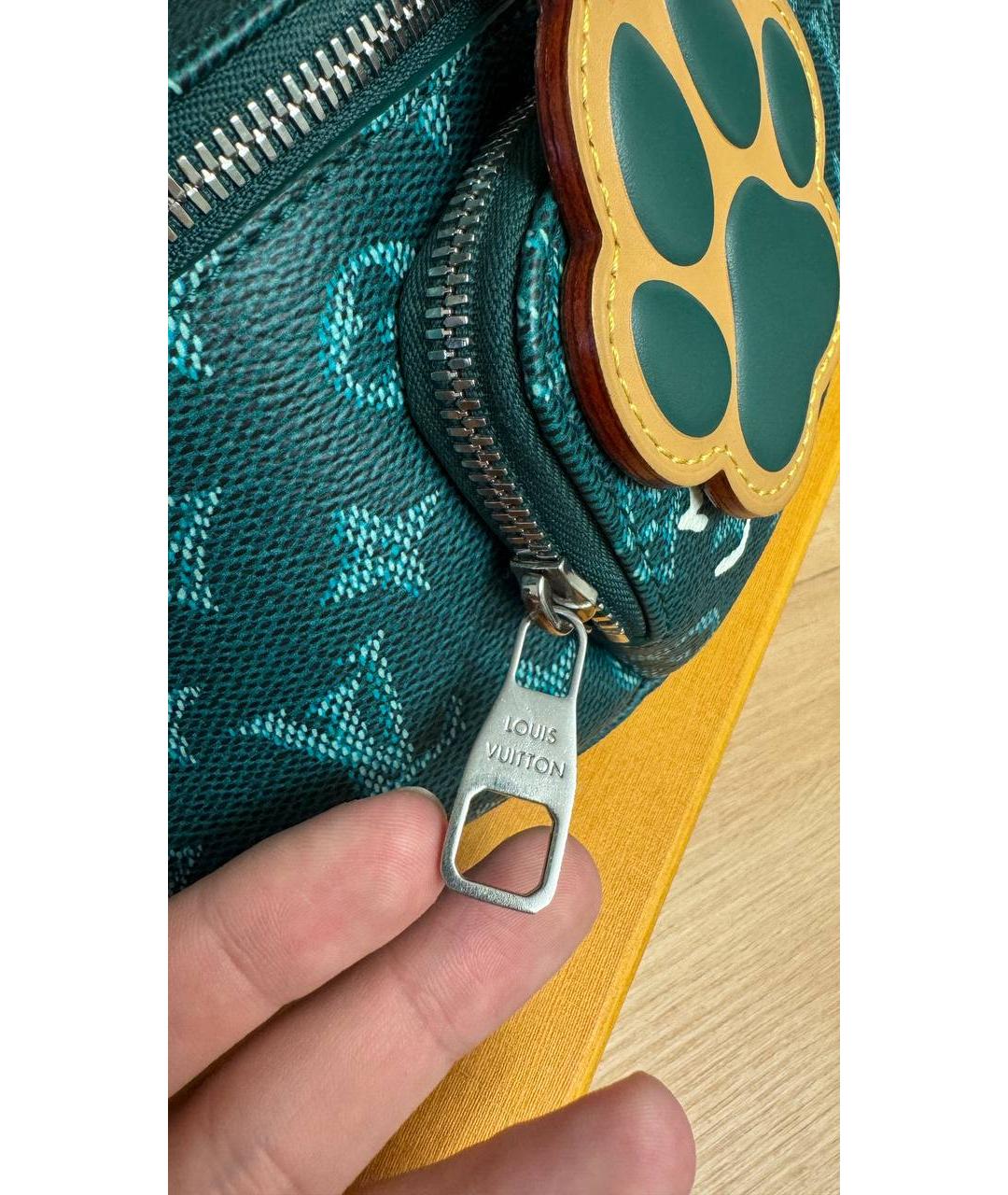 LOUIS VUITTON Зеленая кожаная поясная сумка, фото 5