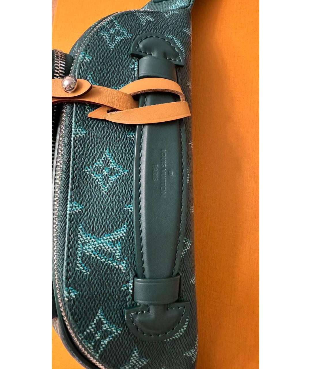 LOUIS VUITTON Зеленая кожаная поясная сумка, фото 7
