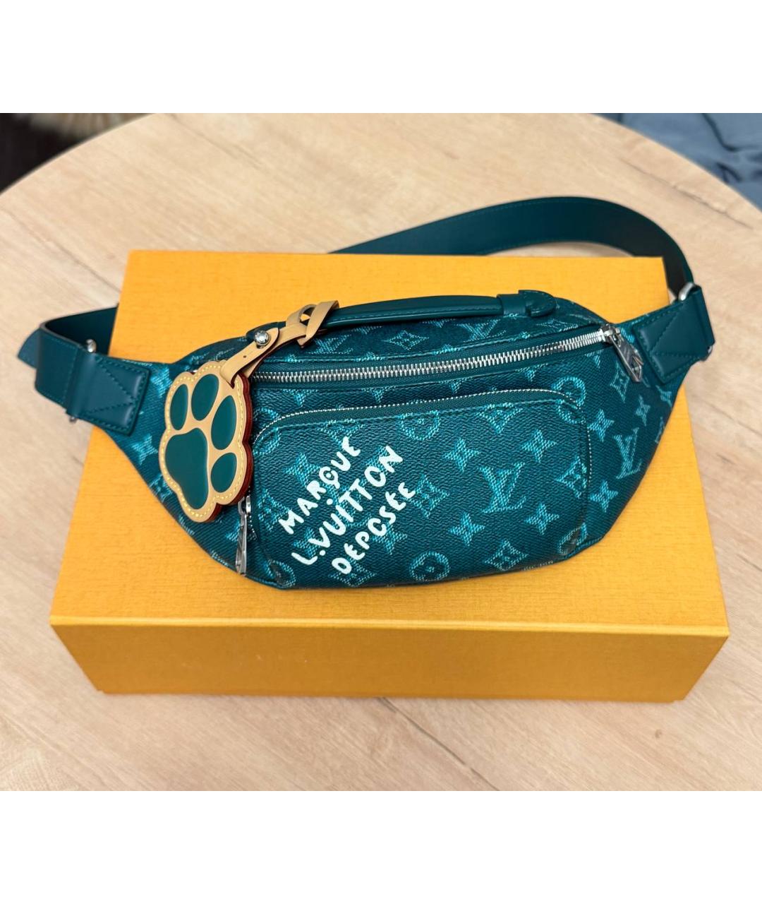 LOUIS VUITTON Зеленая кожаная поясная сумка, фото 10