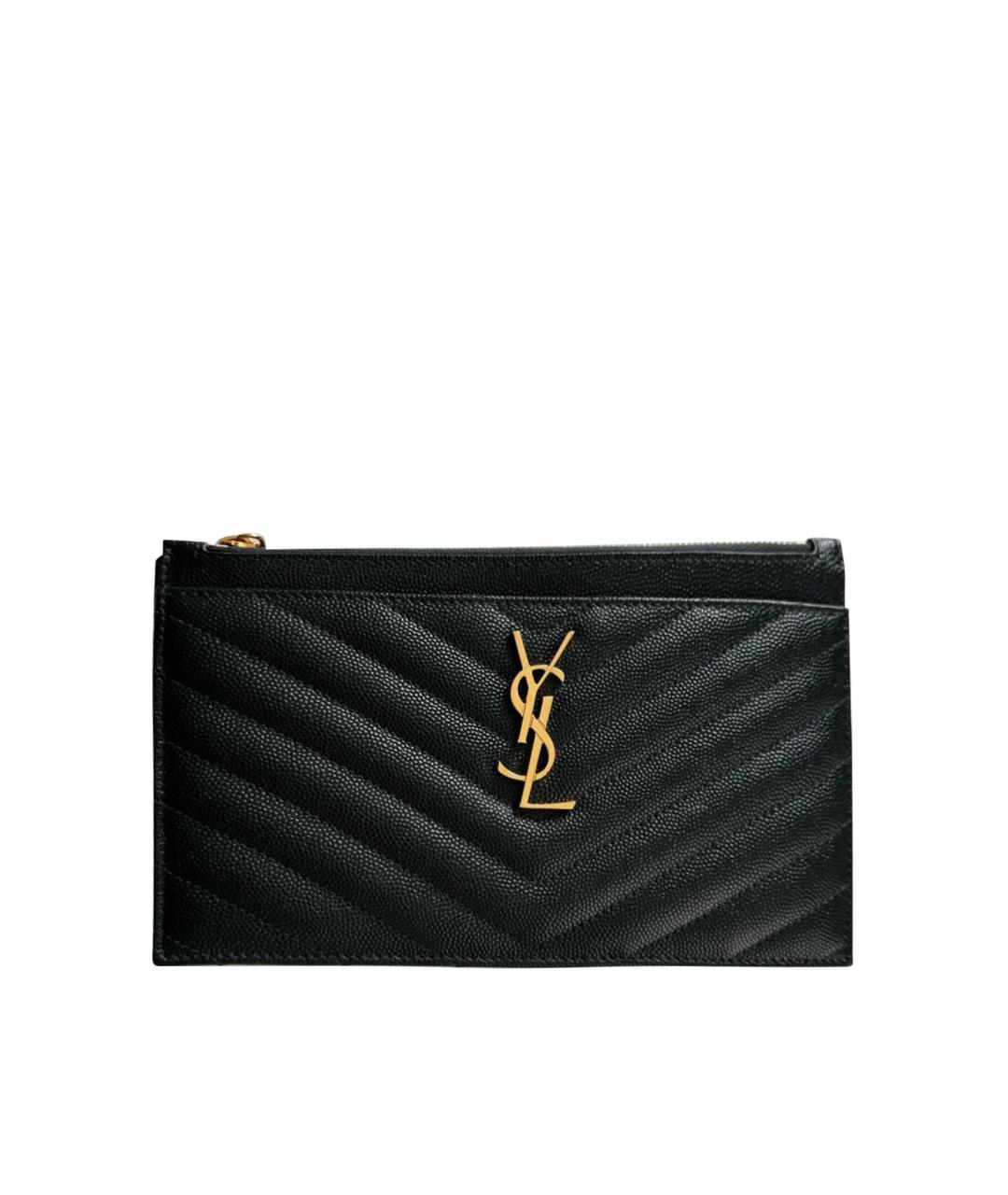 SAINT LAURENT Хаки кожаный кошелек, фото 1