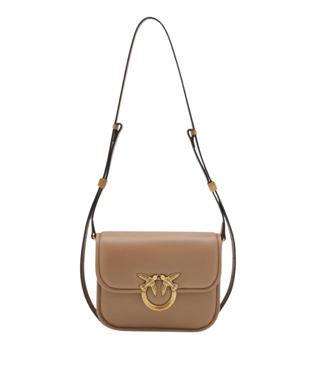 PINKO Бежевая кожаная сумка через плечо, фото 1