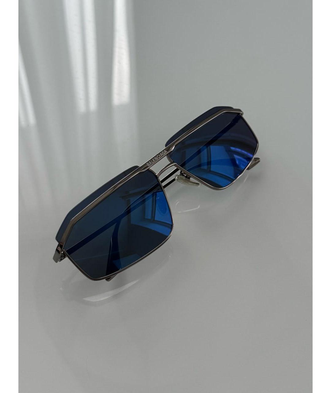 BALENCIAGA Синие металлические солнцезащитные очки, фото 6