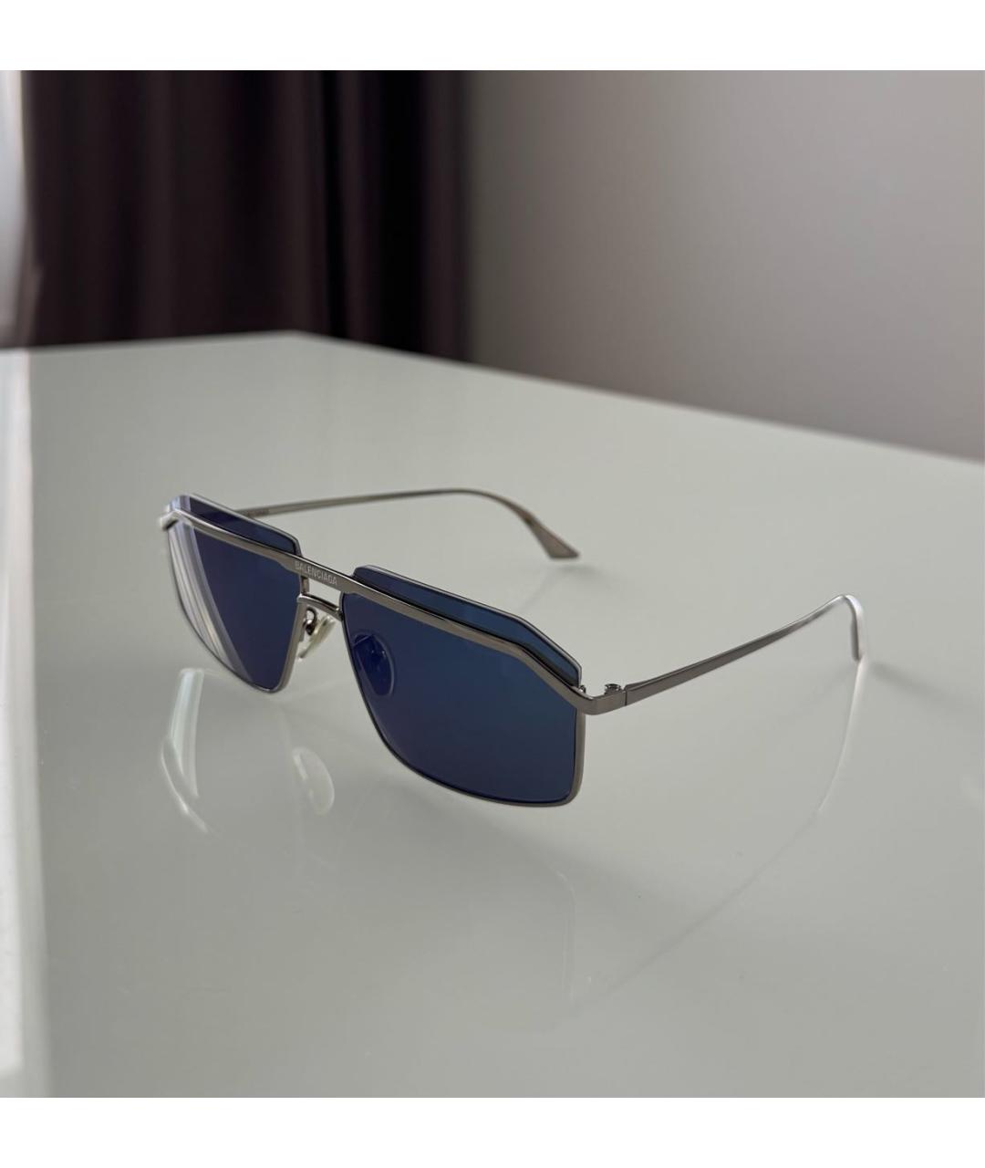 BALENCIAGA Синие металлические солнцезащитные очки, фото 2