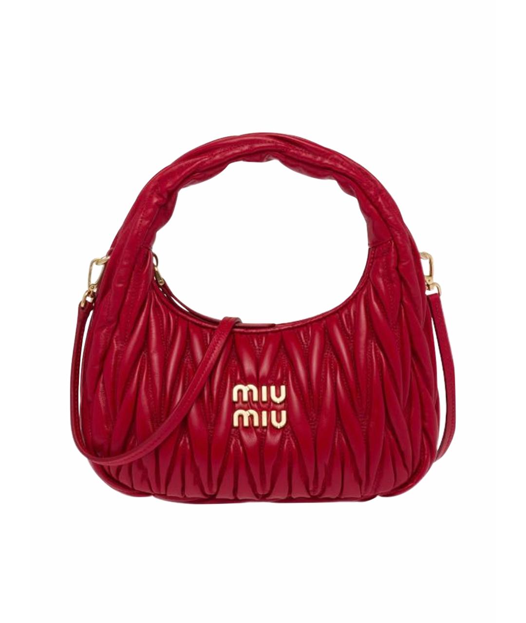 MIU MIU Красная кожаная сумка с короткими ручками, фото 1