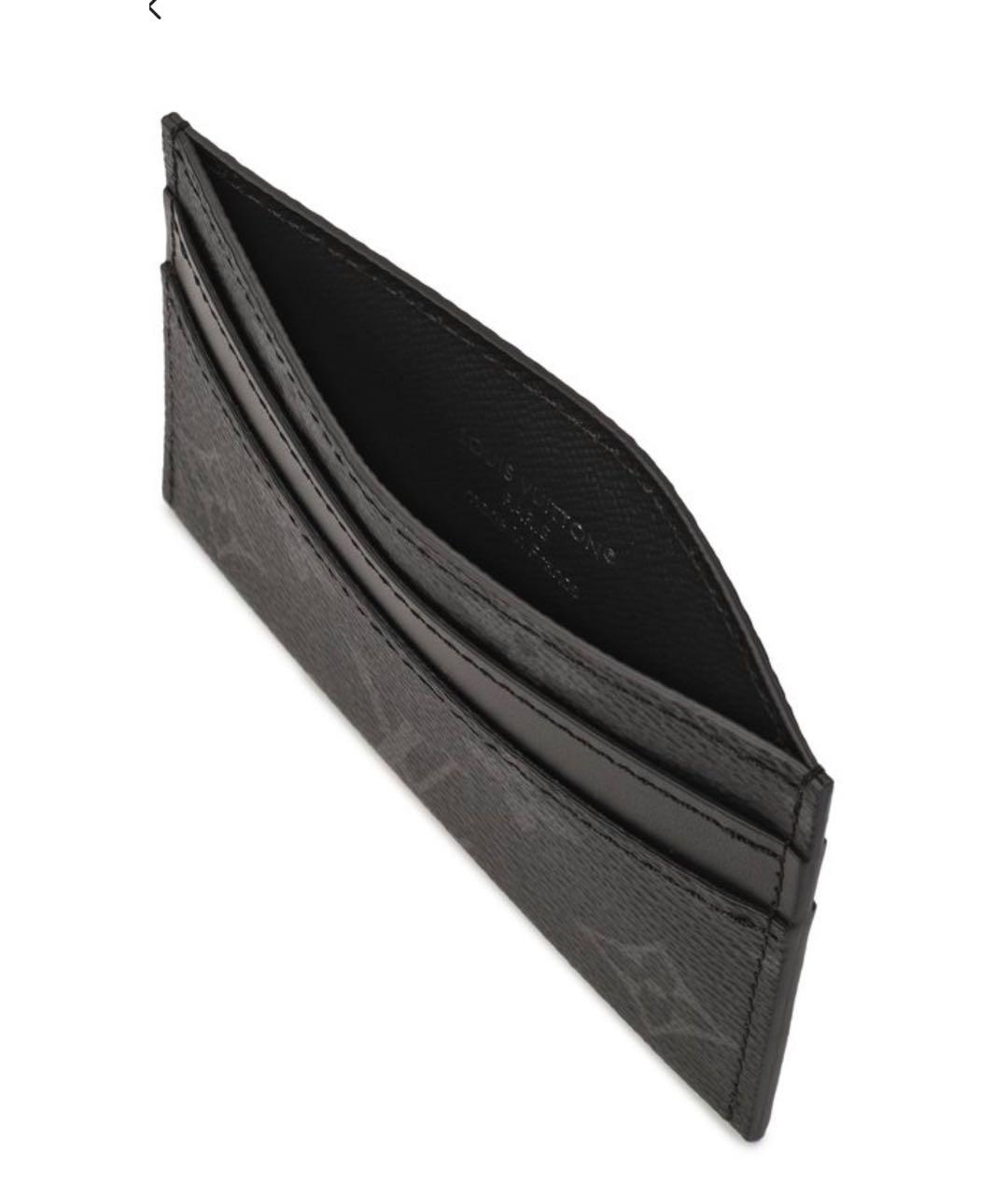 LOUIS VUITTON Черный кожаный кардхолдер, фото 3