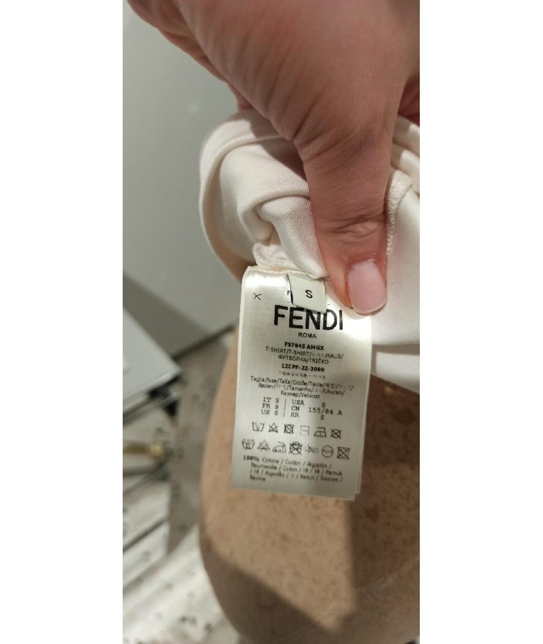 FENDI Белая хлопковая футболка, фото 4