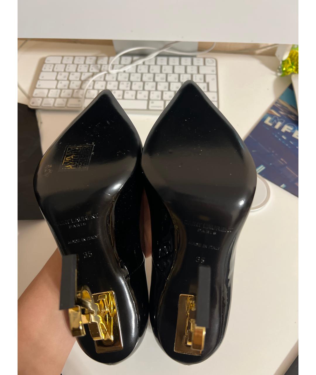 YVES SAINT LAURENT BEAUTY Черные кожаные туфли, фото 4