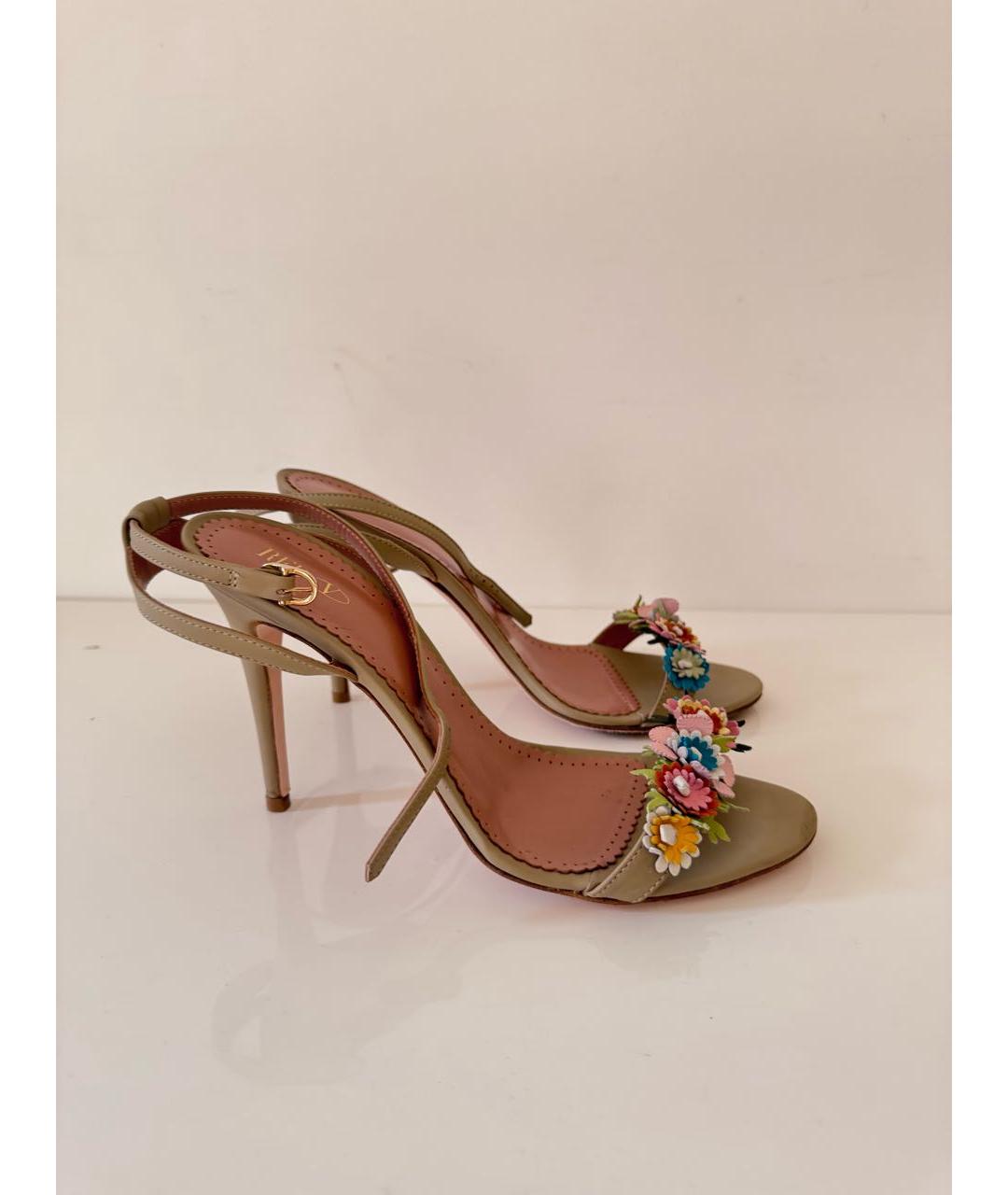 RED VALENTINO Бежевые кожаные босоножки, фото 5