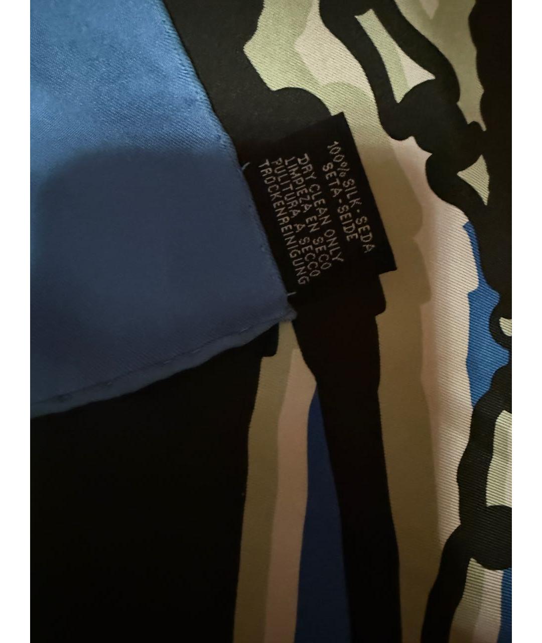 HERMES Темно-синий шелковый платок, фото 6