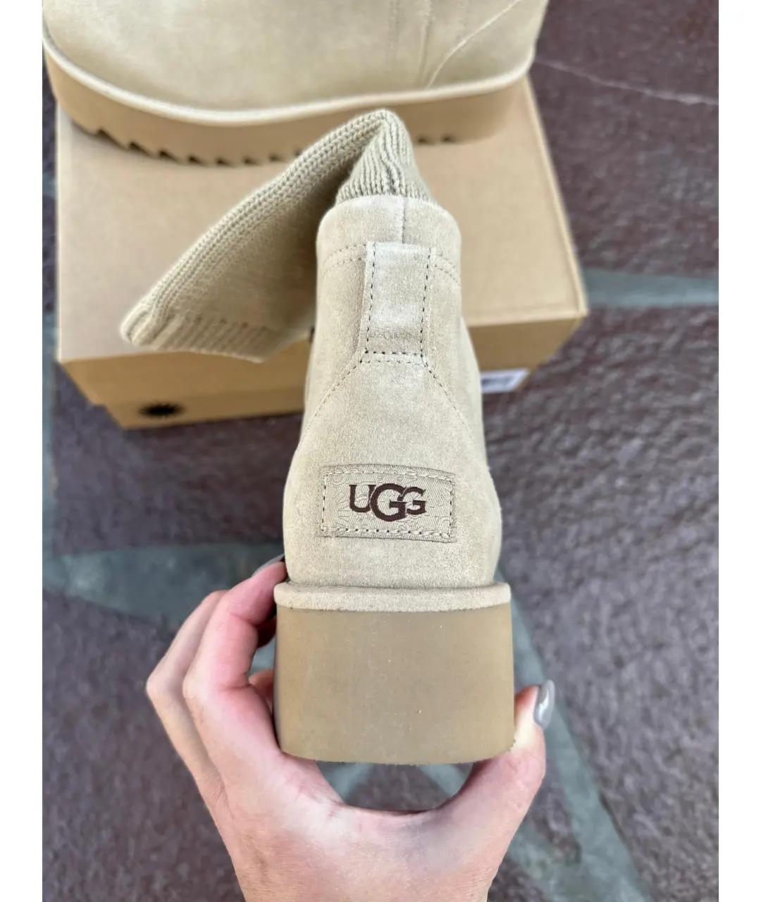 UGG AUSTRALIA Бежевые замшевые ботинки, фото 5