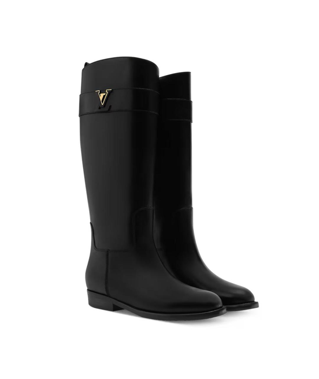 LOUIS VUITTON Черные кожаные сапоги, фото 4