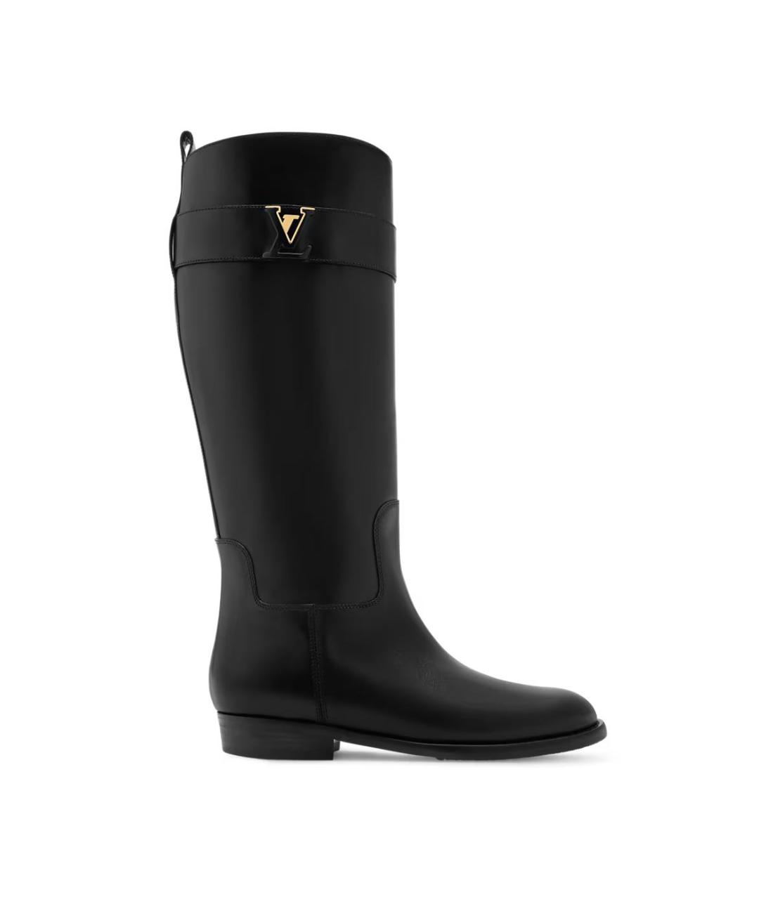 LOUIS VUITTON Черные кожаные сапоги, фото 2