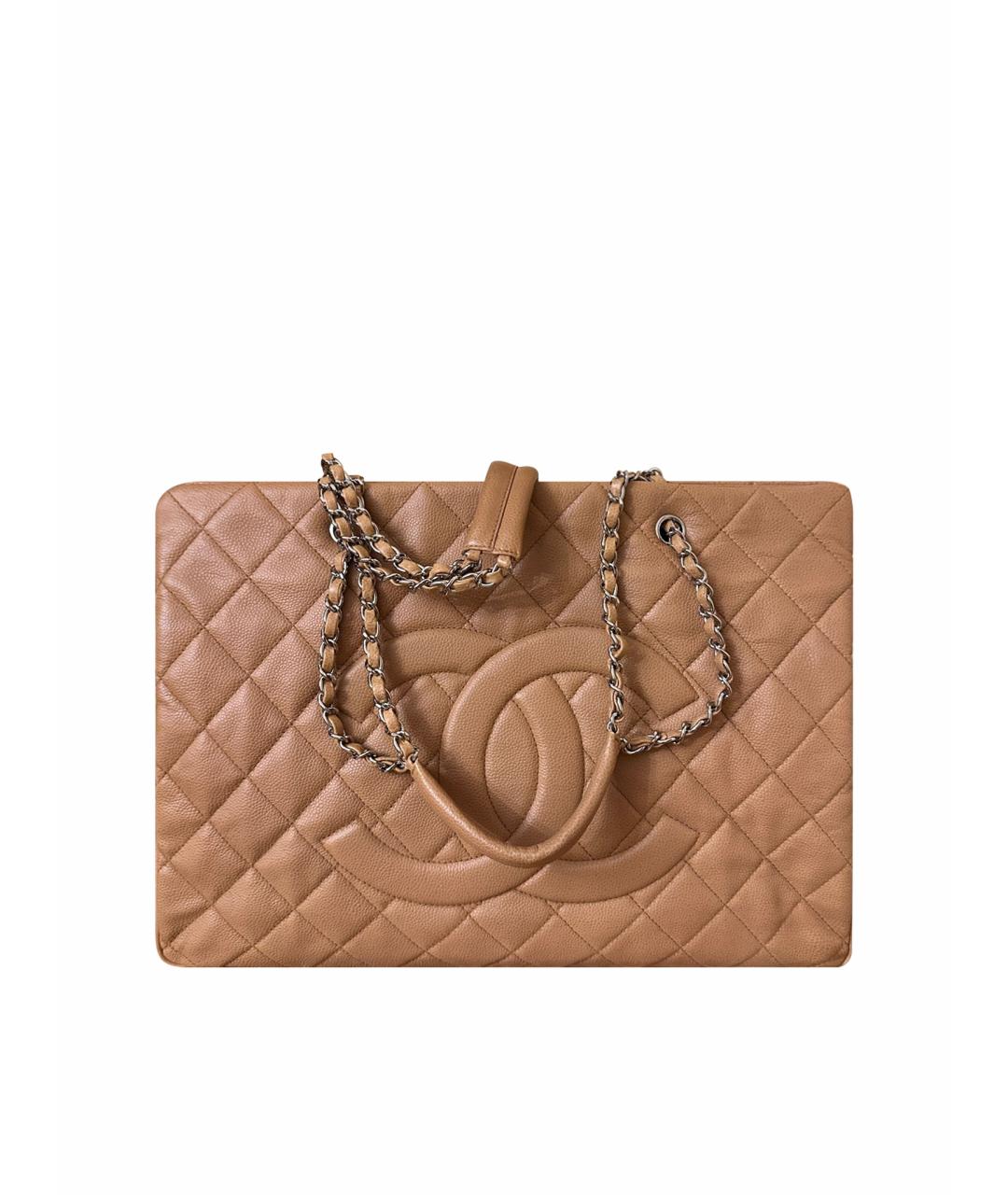 CHANEL Бежевая кожаная сумка тоут, фото 1