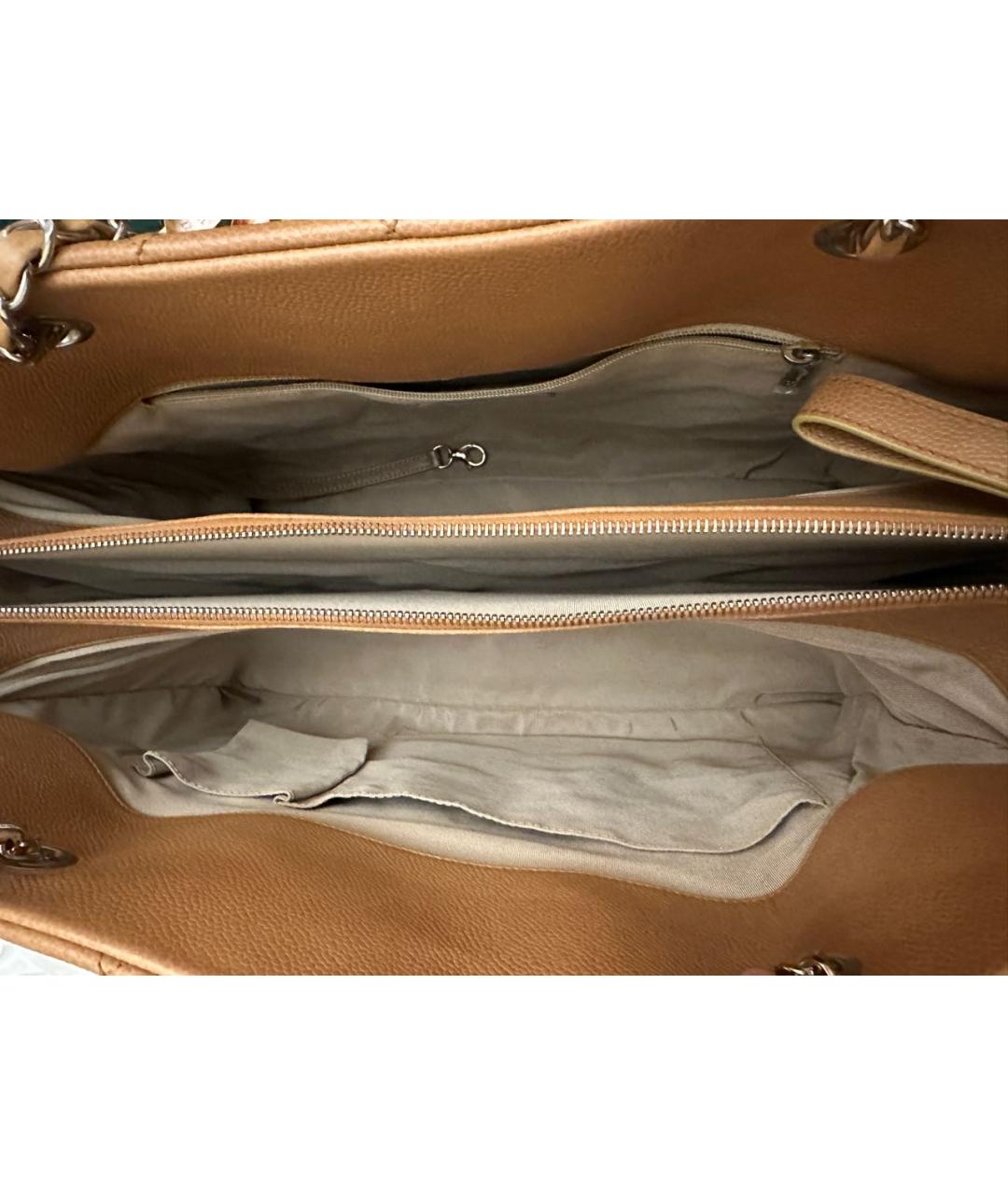 CHANEL Бежевая кожаная сумка тоут, фото 4