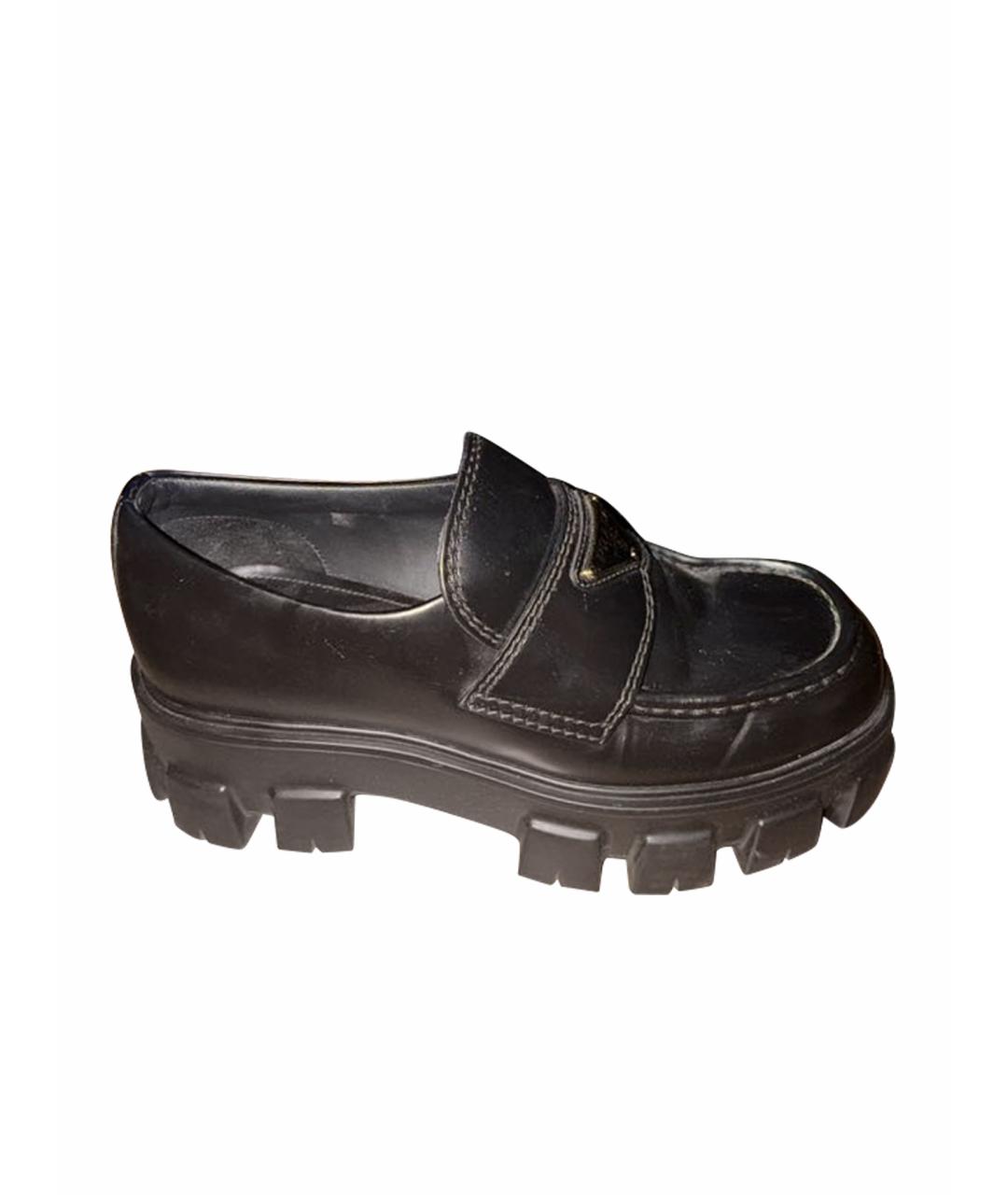 PRADA Черные кожаные лоферы, фото 1