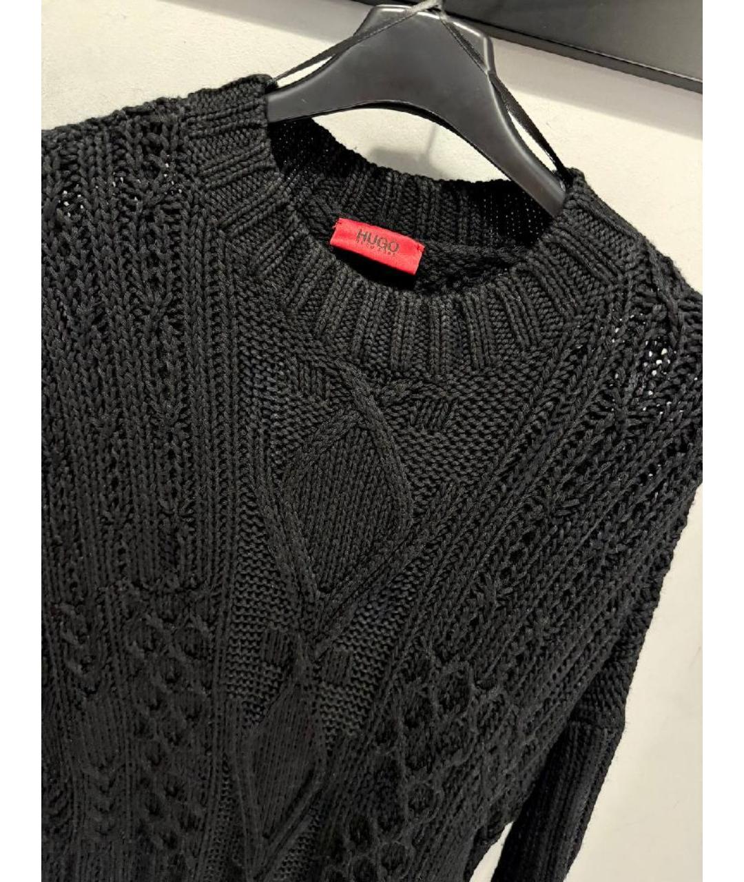HUGO Черное шерстяное повседневное платье, фото 3