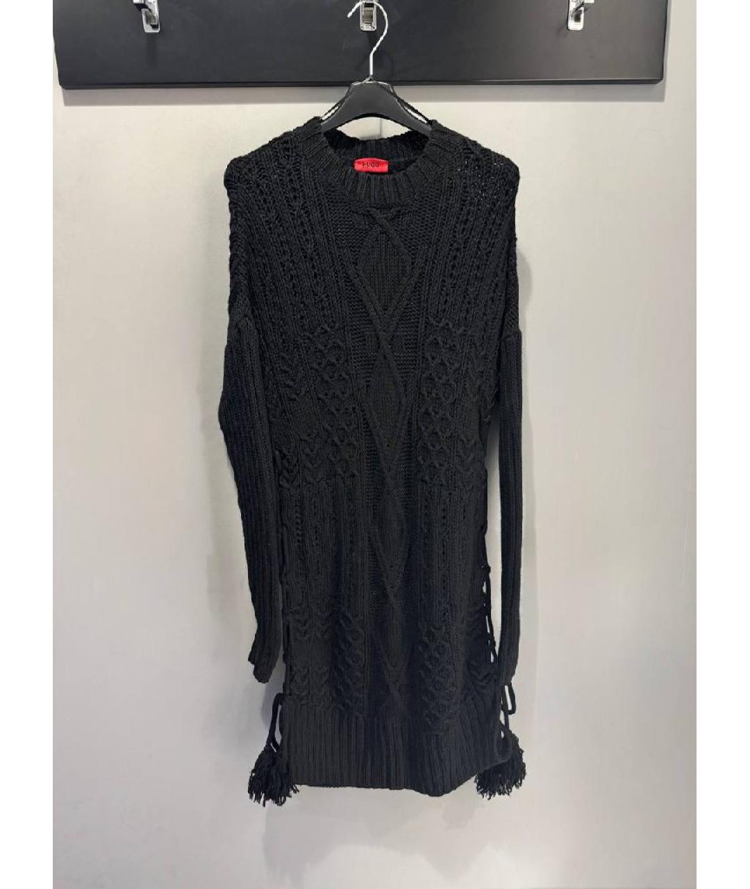 HUGO Черное шерстяное повседневное платье, фото 10