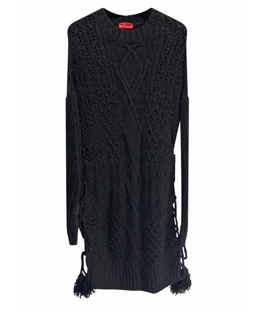 HUGO Черное шерстяное повседневное платье, фото 1