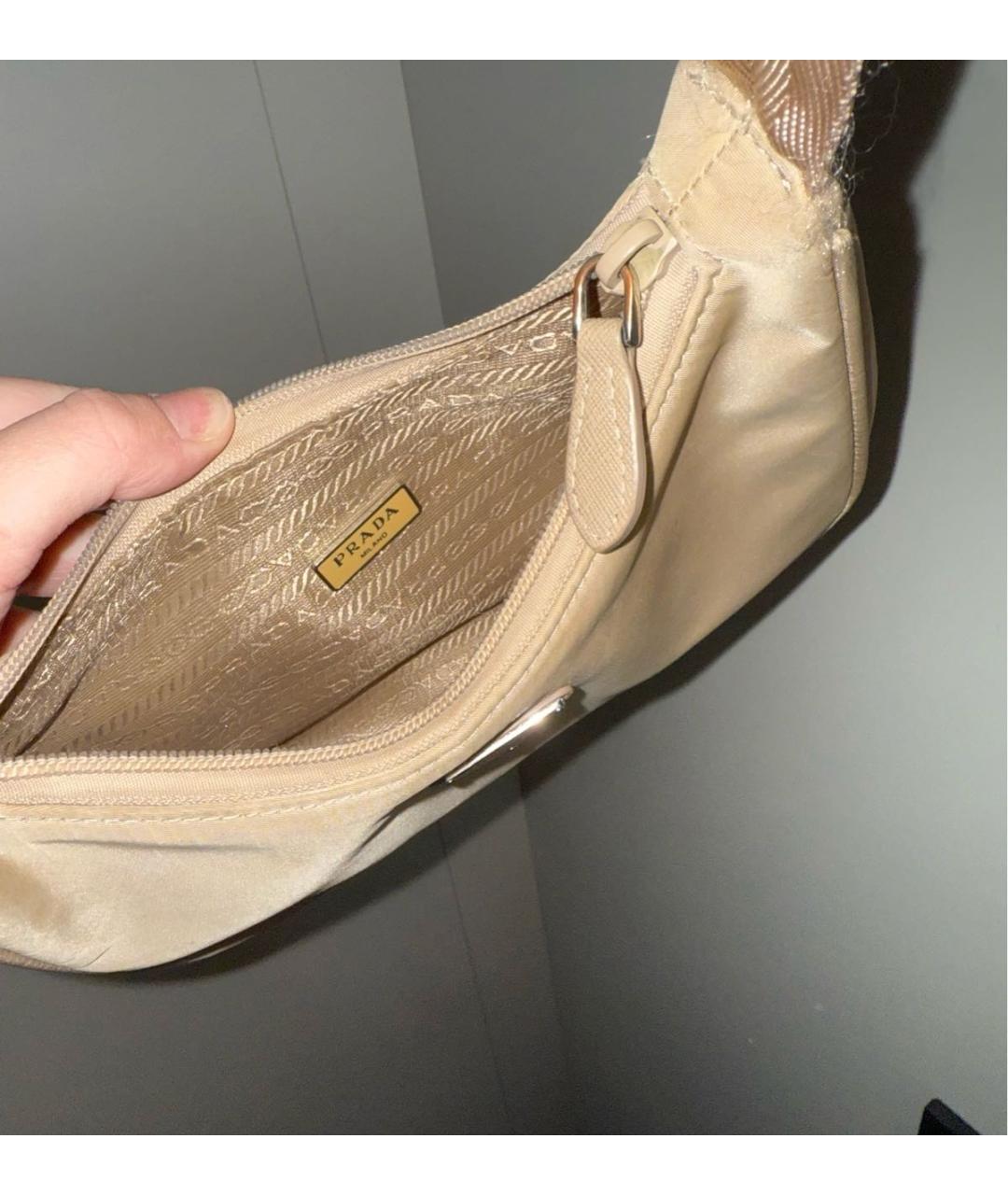 PRADA Бежевая тканевая сумка через плечо, фото 4