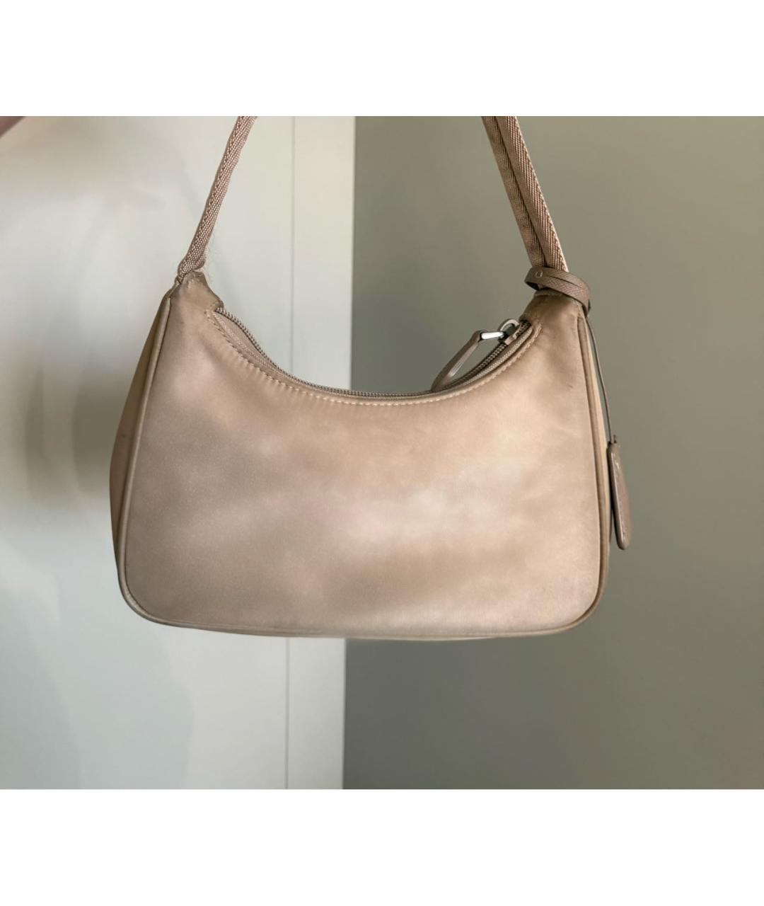 PRADA Бежевая тканевая сумка через плечо, фото 2