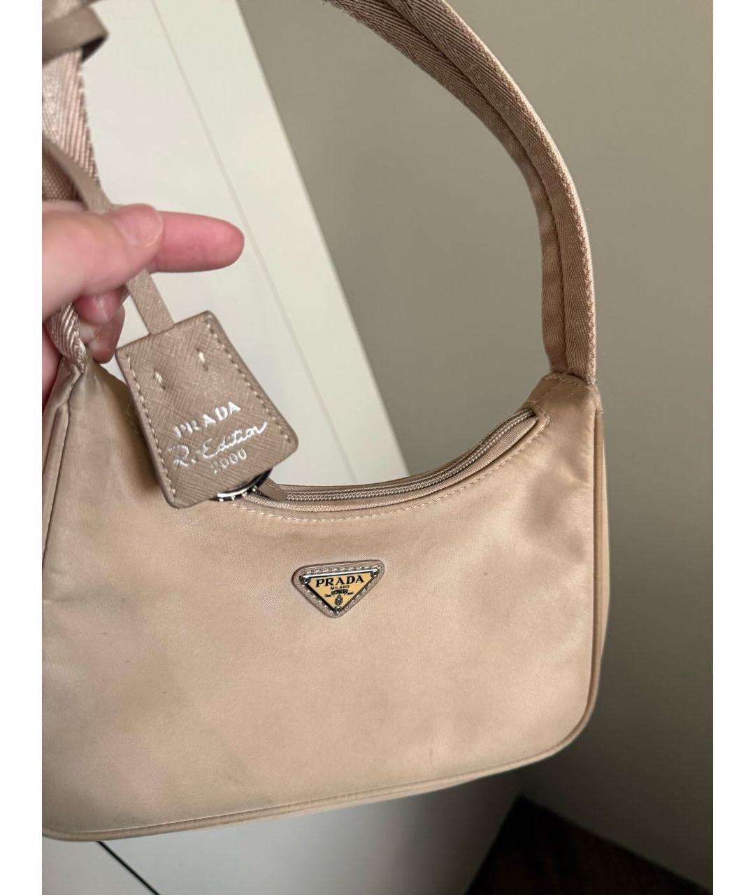 PRADA Бежевая тканевая сумка через плечо, фото 3