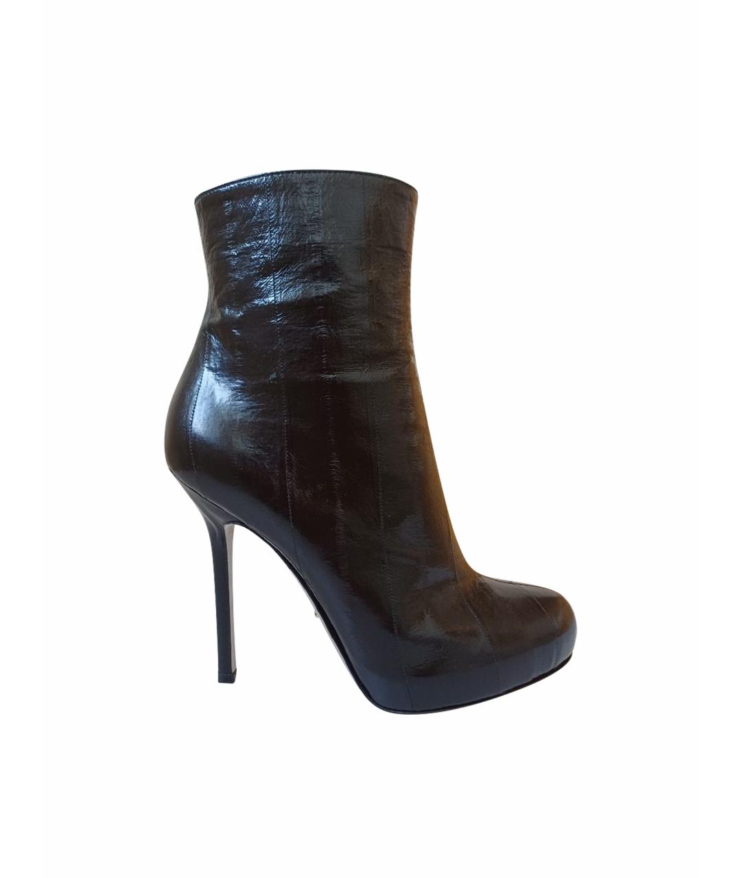 SERGIO ROSSI Черные кожаные ботильоны, фото 1