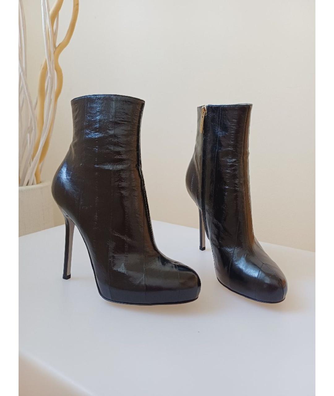 SERGIO ROSSI Черные кожаные ботильоны, фото 5