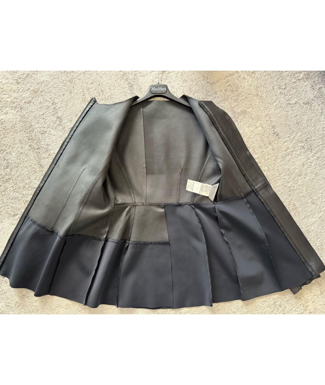 SPORTMAX Черная кожаная куртка, фото 4