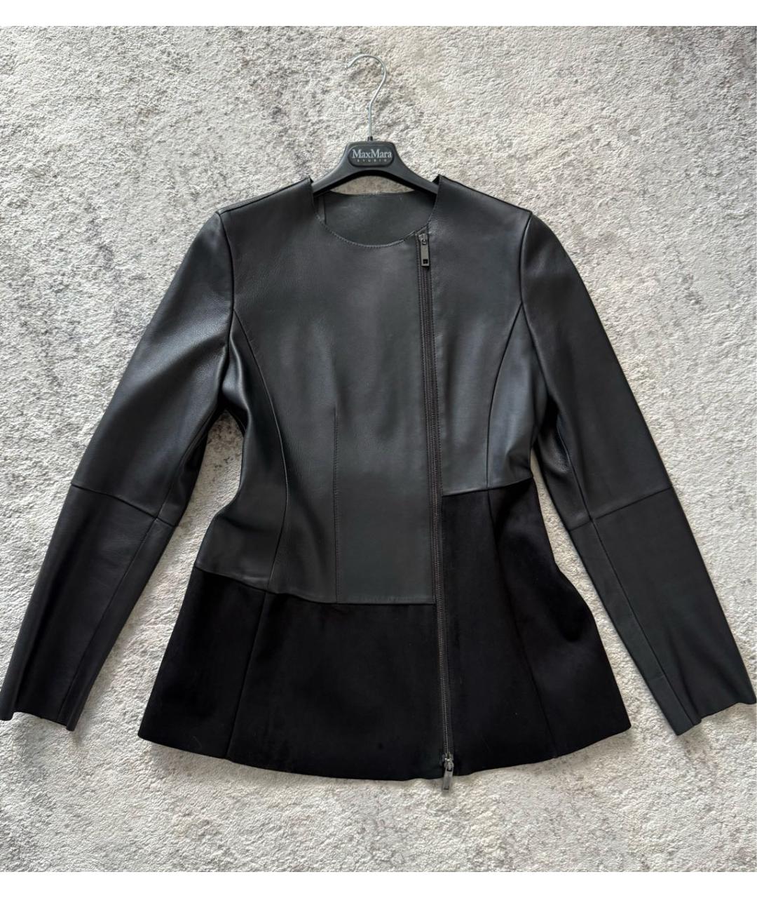 SPORTMAX Черная кожаная куртка, фото 9