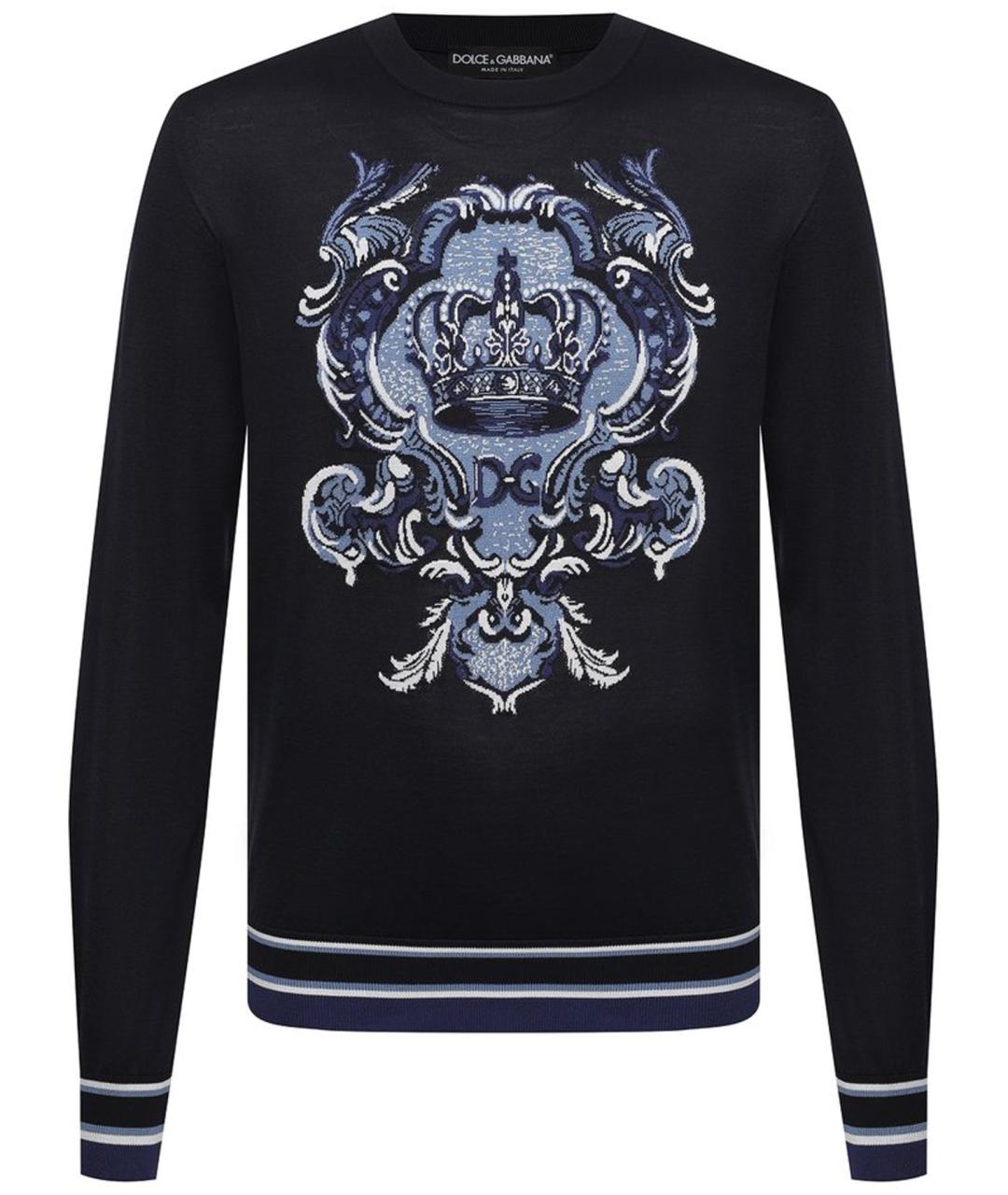 DOLCE&GABBANA Темно-синий шелковый джемпер / свитер, фото 1