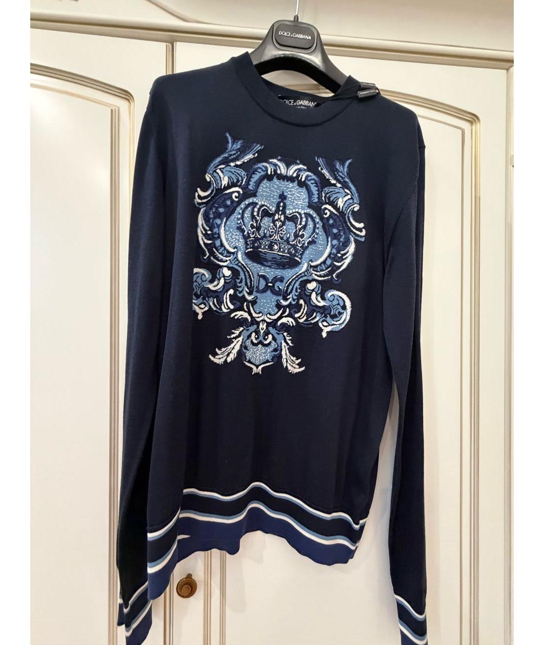 DOLCE&GABBANA Темно-синий шелковый джемпер / свитер, фото 7