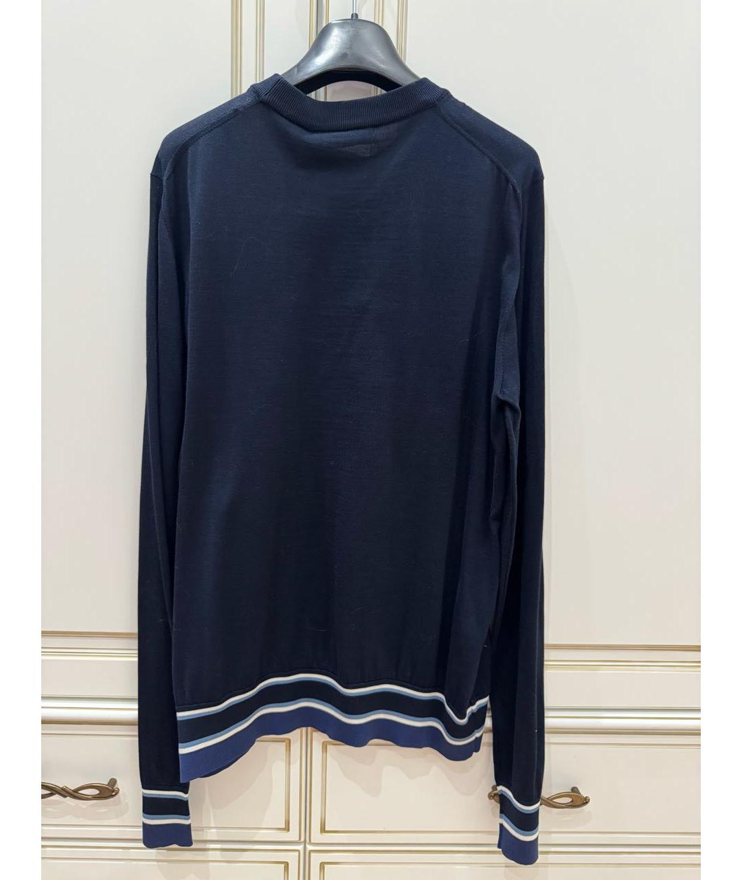DOLCE&GABBANA Темно-синий шелковый джемпер / свитер, фото 2