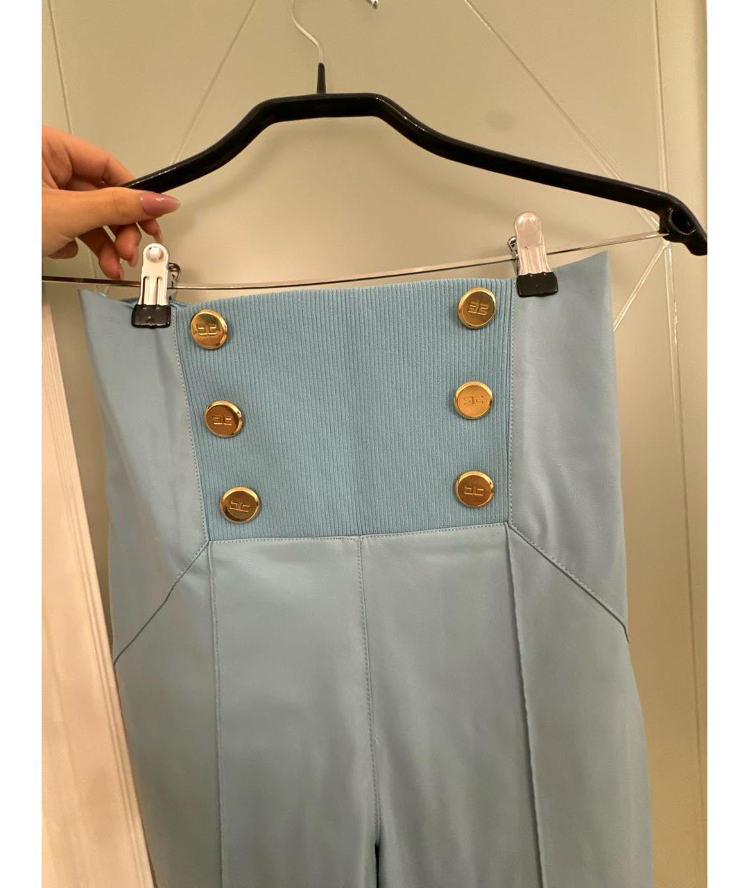 ELISABETTA FRANCHI Голубые полиэстеровые прямые брюки, фото 3