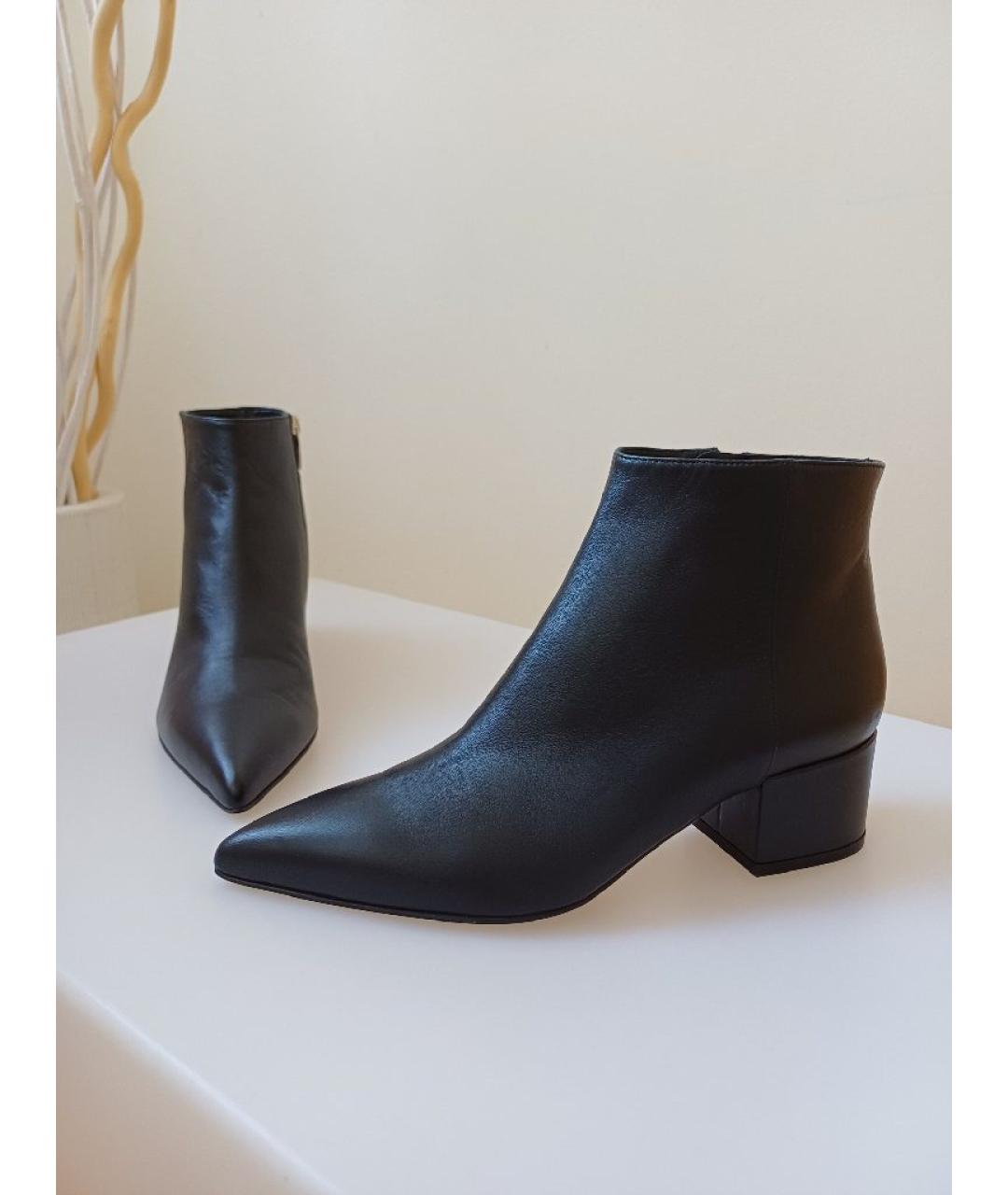 SERGIO ROSSI Черные кожаные ботильоны, фото 3