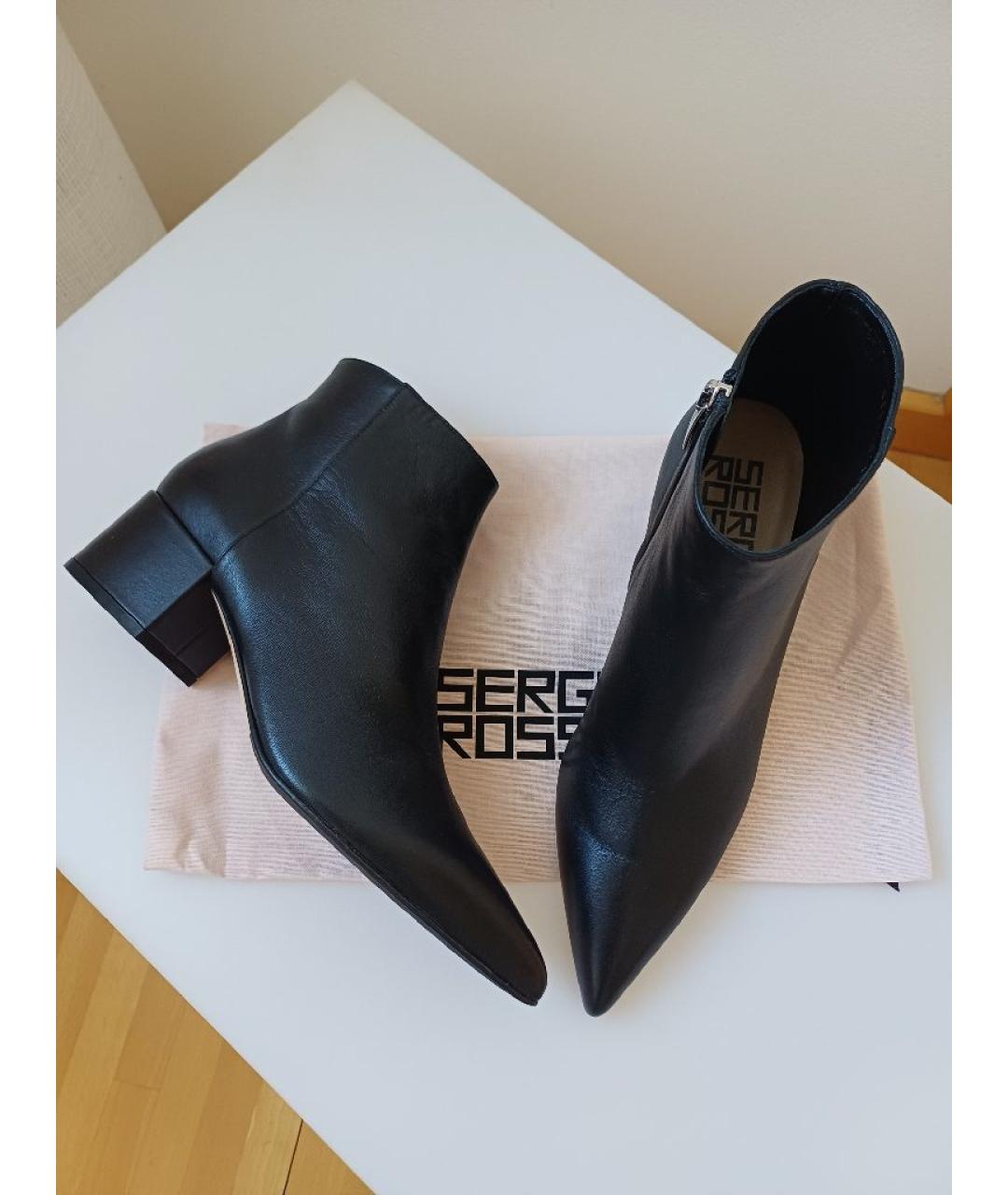SERGIO ROSSI Черные кожаные ботильоны, фото 4
