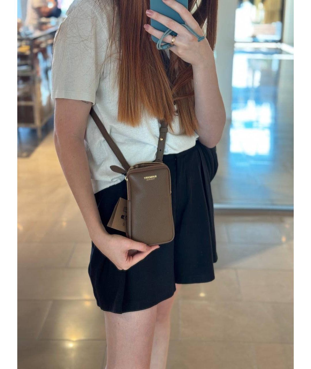 BURBERRY Коричневая кожаная сумка через плечо, фото 5