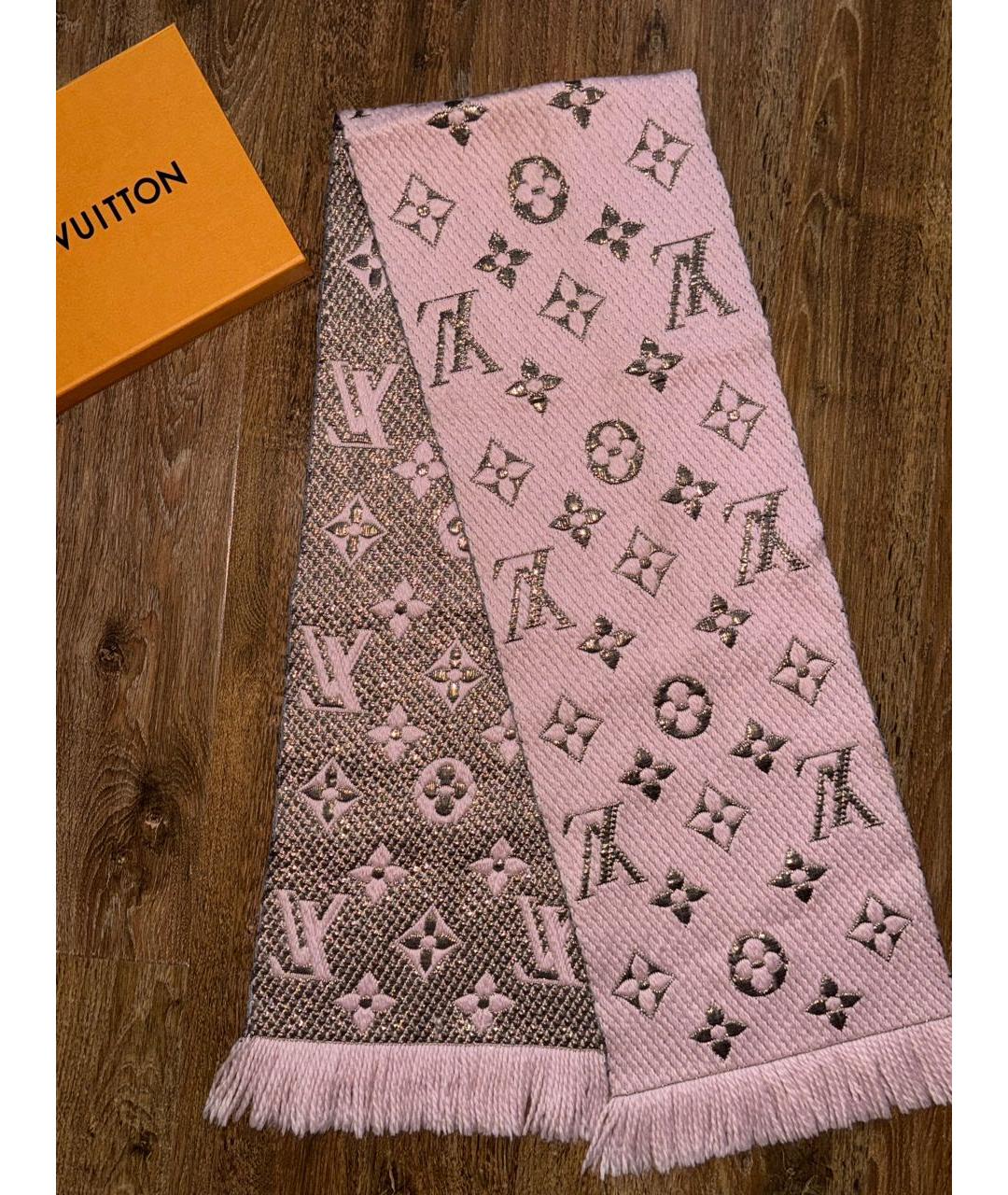 LOUIS VUITTON Розовый шерстяной шарф, фото 8