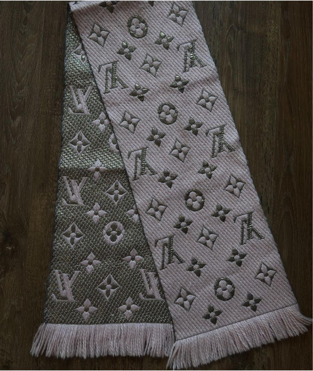 LOUIS VUITTON Розовый шерстяной шарф, фото 2