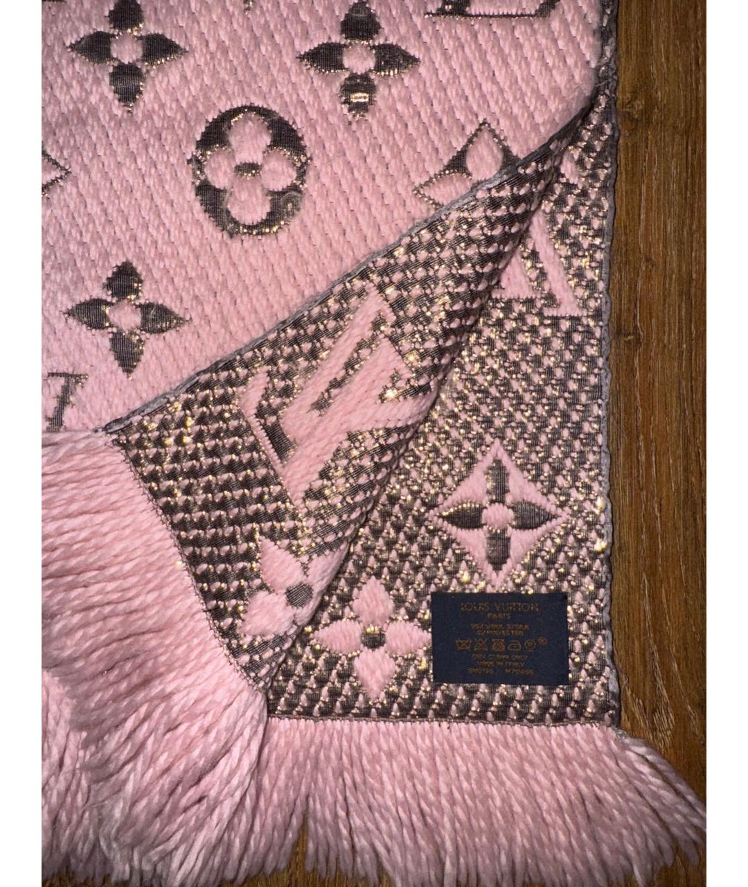 LOUIS VUITTON Розовый шерстяной шарф, фото 3