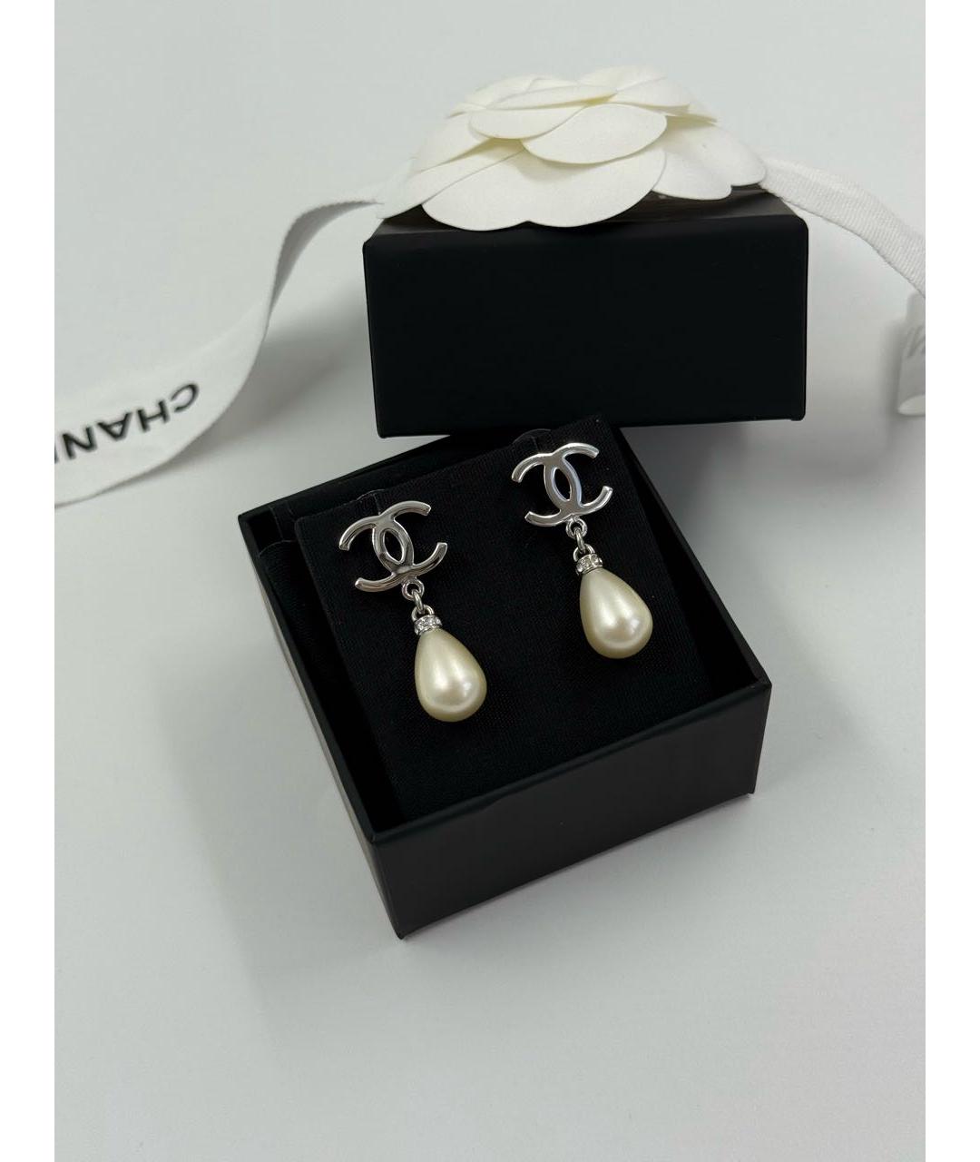 CHANEL Серебряные металлические серьги, фото 6